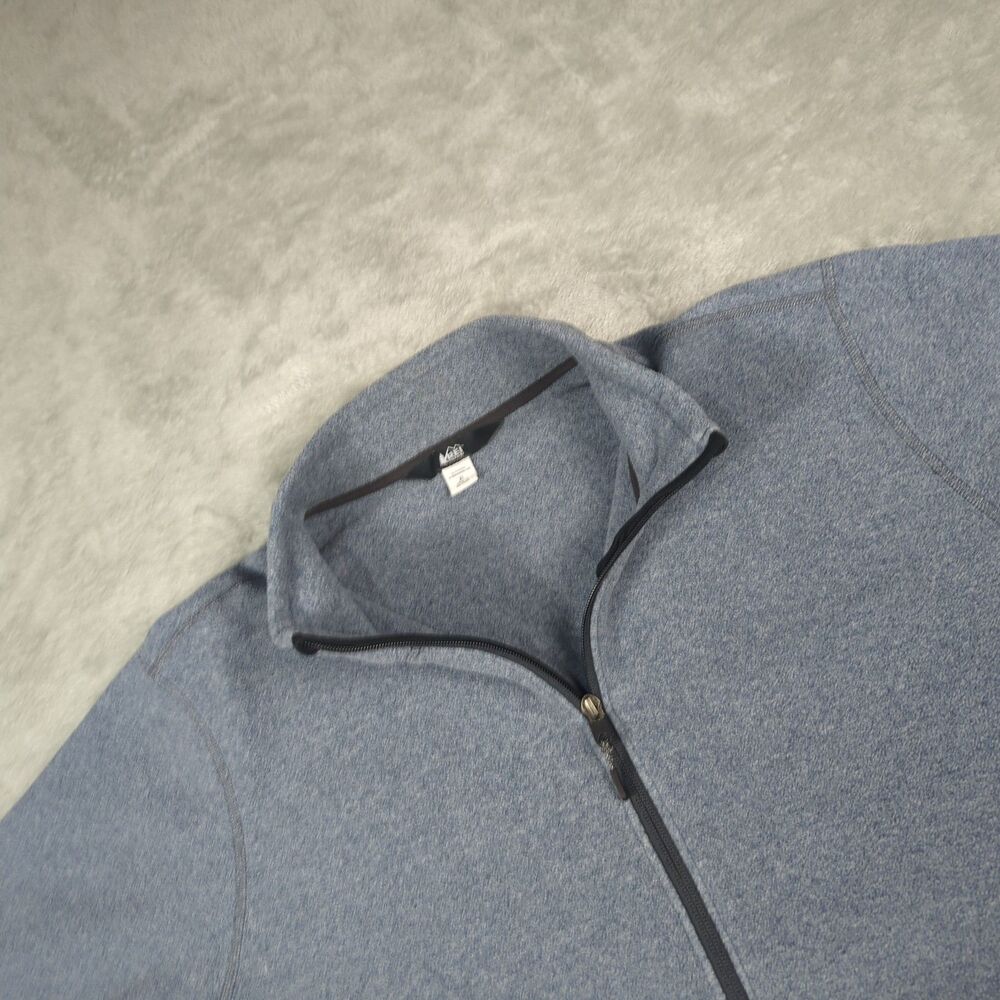 REI Co-op Mens XL Full Zip Sweater Fleece Jacket Heather Slate Blue Outdoor Warm